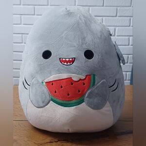 Squishmallows Gray Shark Plush with Watermelon